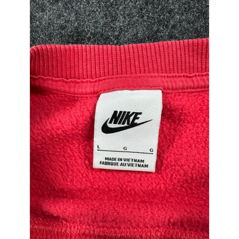 Nike Swoosh Center Check Crewneck Sweatshirt Coral Pink Large